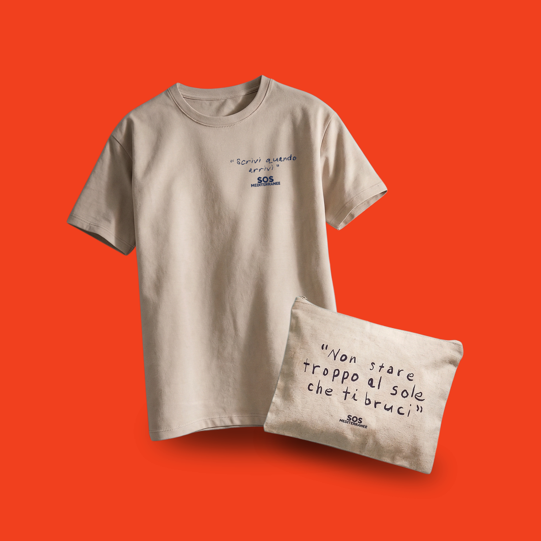 Kit t-shirt e pochette estivo, SOS MEDITERRANEE