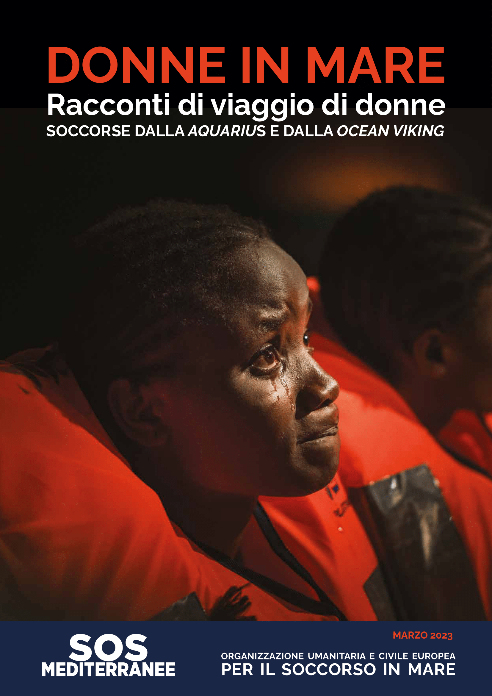 Copertina del dossier Donne in mare, SOS MEDITERRANEE