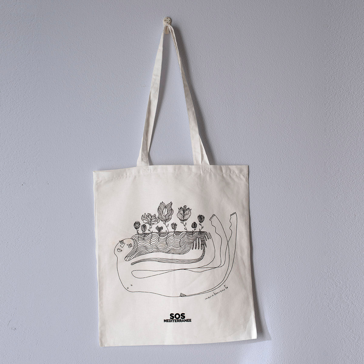 Shopper in cotone Nave Madre con illustrazione della nave, SOS MEDITERRANEE